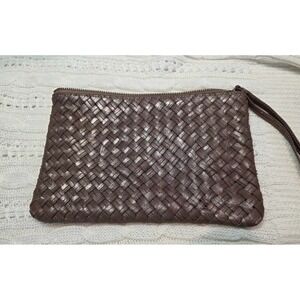 Naterra Women's Wristlet Clutch Lamb Leather Brown Bag Purse